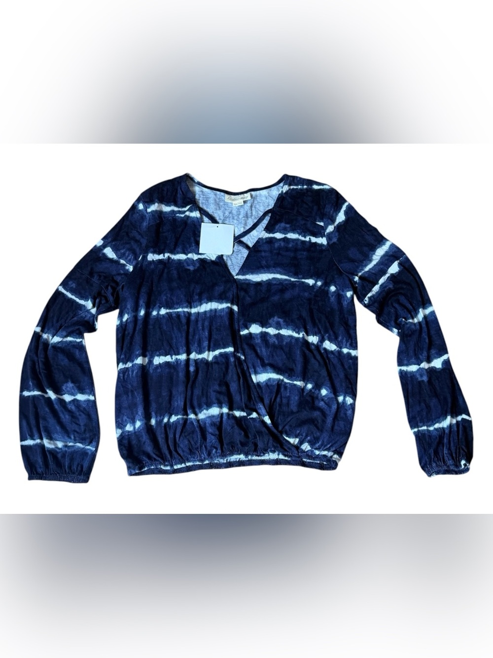Stitch Fix Harlow Grey Navy & White Tie-Dye Long Sleeve Shirt